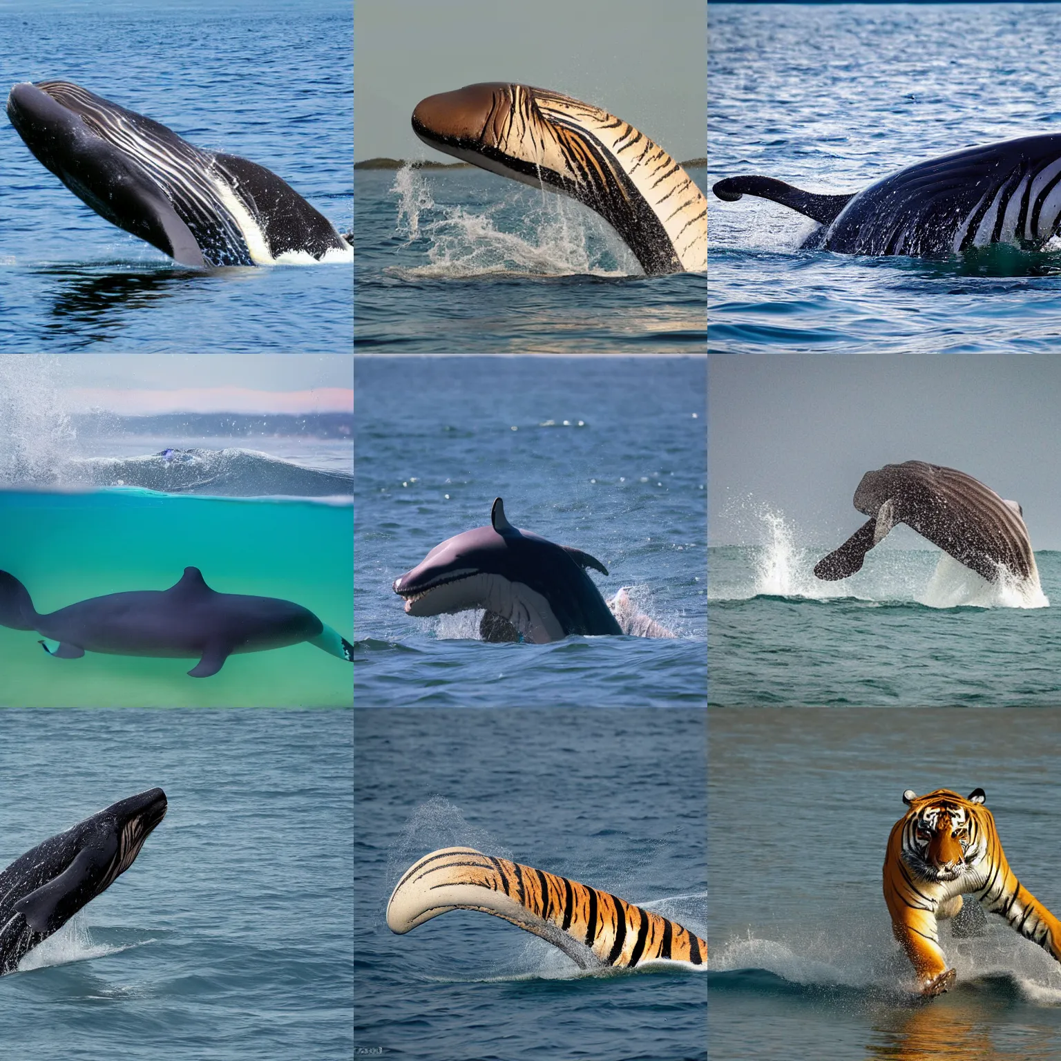 Prompt: a tiger-whale-tiger, wildlife photography