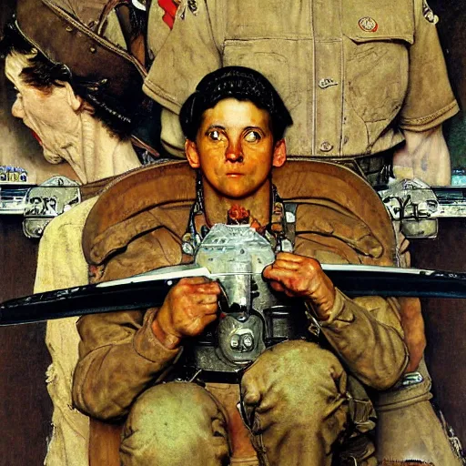 Image similar to portrait of a wing warrior, by Norman Rockwell