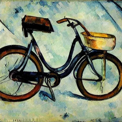 Prompt: Bike by Paul Cezanne,