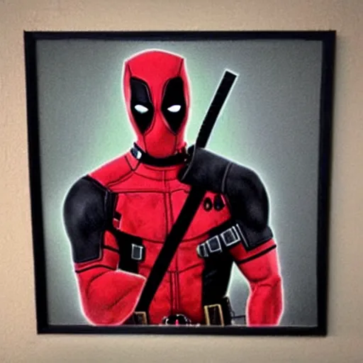 Prompt: deadpool eating a subway sandwhich photorealistic