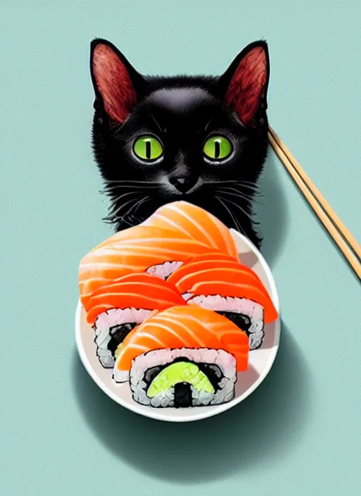 Image similar to clear photorealistic picture of adorable cats made out of sushi