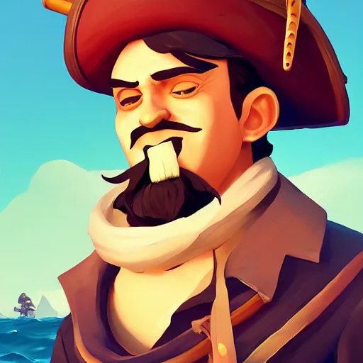 Image similar to painting jack the pirate on sea of thieves game avatar hero smooth face median photoshop filter cutout vector behance hd by jesper ejsing, by rhads, makoto shinkai and lois van baarle, ilya kuvshinov, rossdraws, illustration, art by ilya kuvshinov and gustav klimt