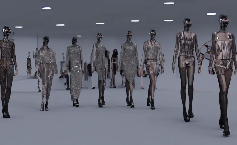 Prompt: high quality rendering of fashion catwalk on oilrig, industrial, octane renderer, redshift, raytracing