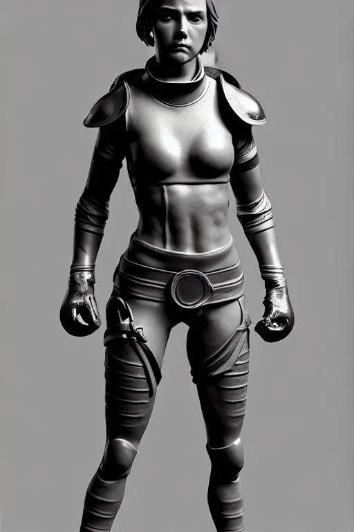 Image similar to a highly detailed zbrush sculpt of athletic girl in light leather armor, high contrast, cinematic light, featured on artstation, octane render, path tracing, sharp focus, 4 k