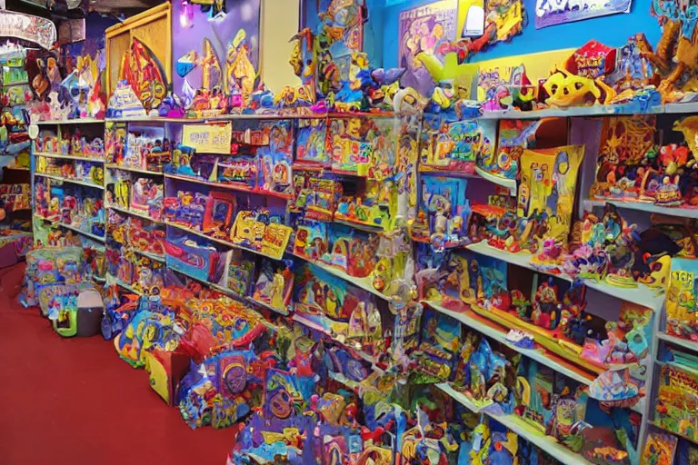 Prompt: photo of a toy store for wizards, magical toys