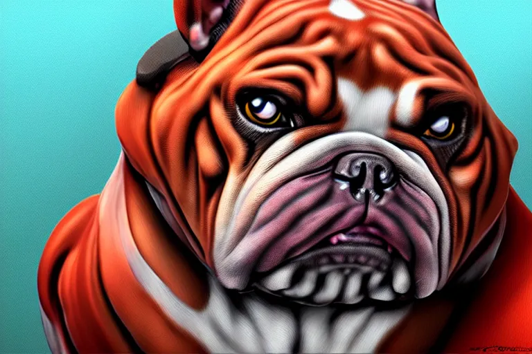 Image similar to cyborg bulldog cartoon concept art, elegant, colorful, highly detailed, digital painting, artstation, concept art, illustration