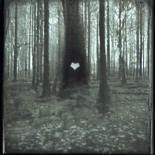 Prompt: 1960s art of ghost in magic forest, polaroid, kodak, film grain