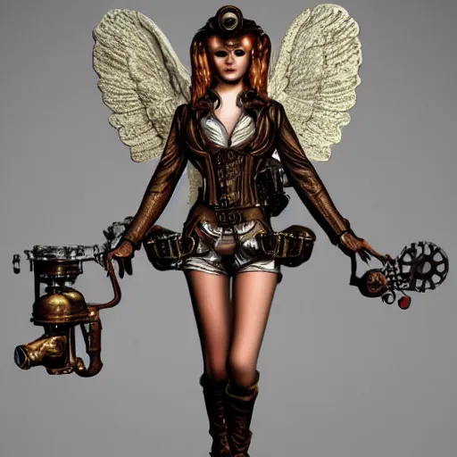 Image similar to a steampunk angel, photorealistic.