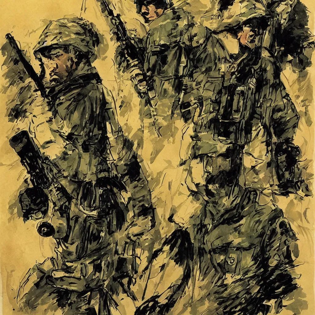 Prompt: french foreign legion soldier by bill sienkiewicz