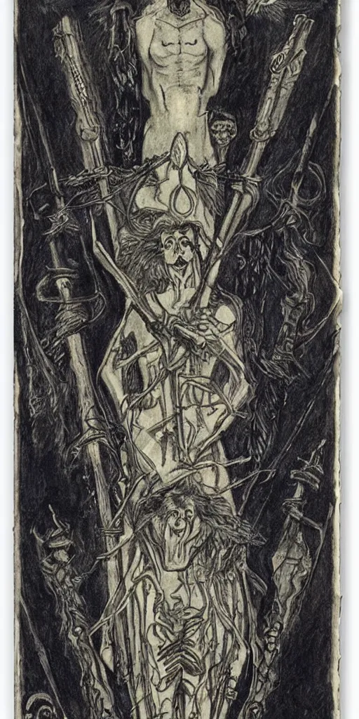 Prompt: the death tarot card by austin osman spare