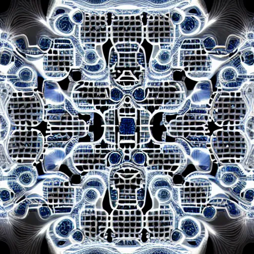 Prompt: a fractal pattern akin to a motherboard growing across the sky