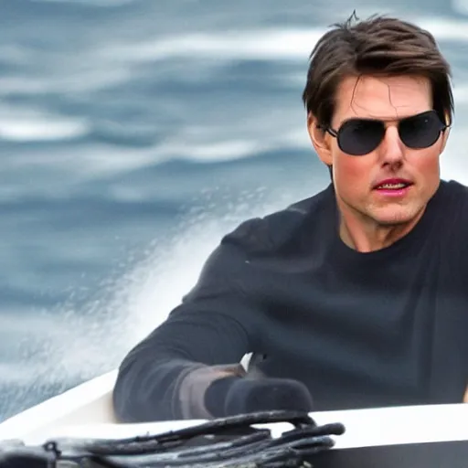 Prompt: tom cruise driving a boat