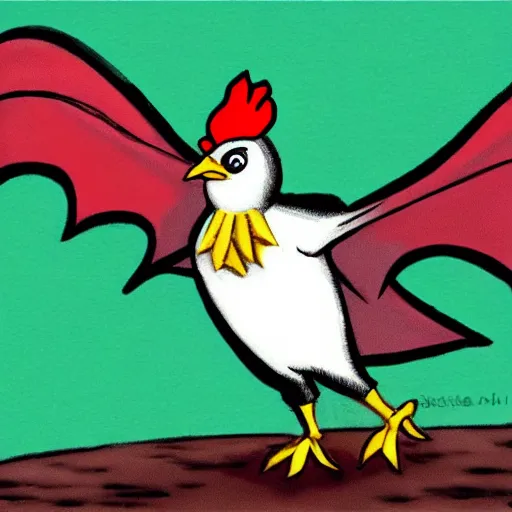 Image similar to ( chicken + bat ) flying