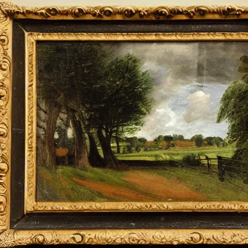Image similar to Batman in a pastoral setting, painted by John Constable, oil on canvas