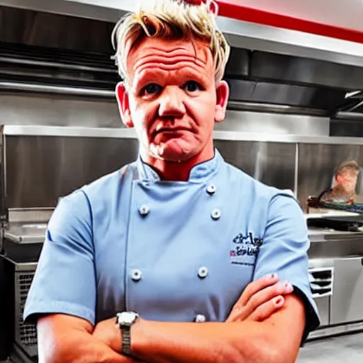 Image similar to gordon ramsay working in a kfc kitchen