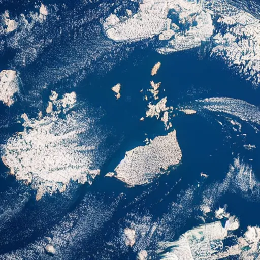 Image similar to aerial photo by nasa of the british isles in the middle of a pacific ocean