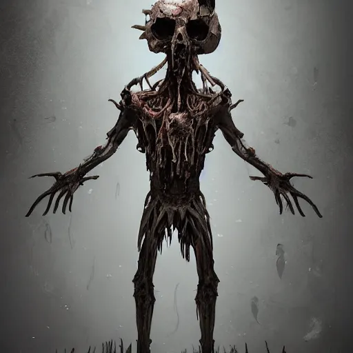 Image similar to god of decay and rot, character design, scary, radiating with power, glowing eyes, whirling death, disgusting, dripping, oily, decomposition, ghostly mist, scary, unreal engine, cgsociety