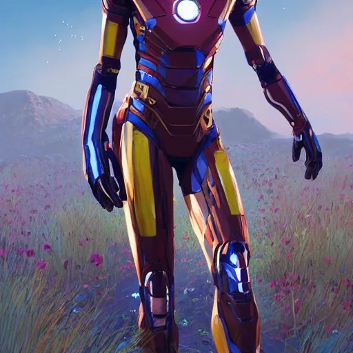 Image similar to highly detailed an african american woman in with the ironman random suit from the future gta v, stephen bliss, unreal engine, fantasy art by greg rutkowski, loish, rhads, ferdinand knab, makoto shinkai and lois van baarle, ilya kuvshinov, rossdraws, tom bagshaw, global illumination, radiant light, detailed and intricate environment