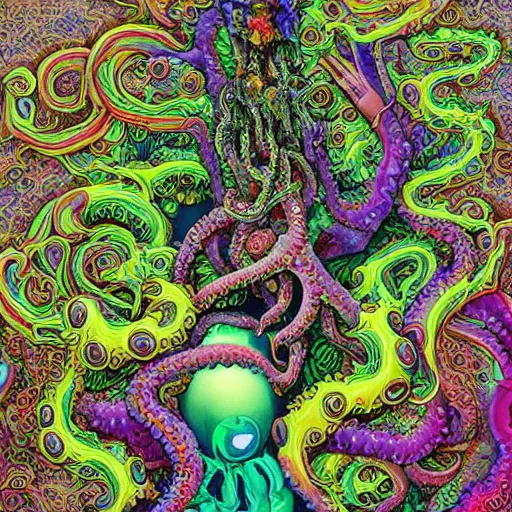 Image similar to psychedelic deepdream maximalist splashing eldritch tentacle tendril octopus nightmare hyperviolent deepdream maximalist hyperrealism realistical photo - realistic photography hell hellscape blitzkrieg ww 3 terror horror art victo ngai yoji shinkawa apophasis shintaro kago apophasis hyperrealism alphonse mucha yoji shinkawa apophasis