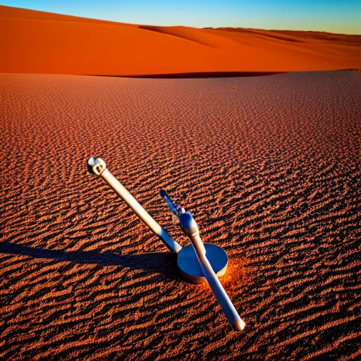 Image similar to rugged weather station sensor antenna for monitoring the australian desert, XF IQ4, 150MP, 50mm, F1.4, ISO 200, 1/160s, dawn