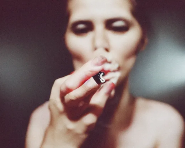 Image similar to a lomographic photo of woman hand with cigarette