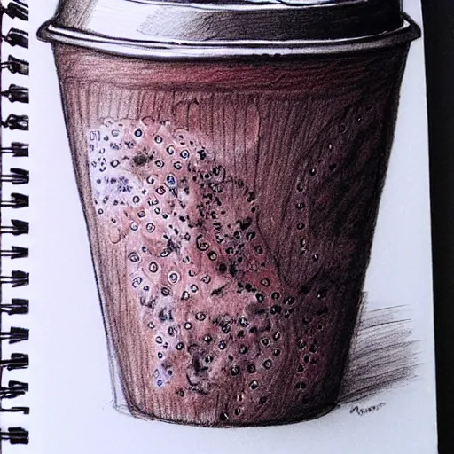 Image similar to pen sketch of raspberry made of coffee cup stains