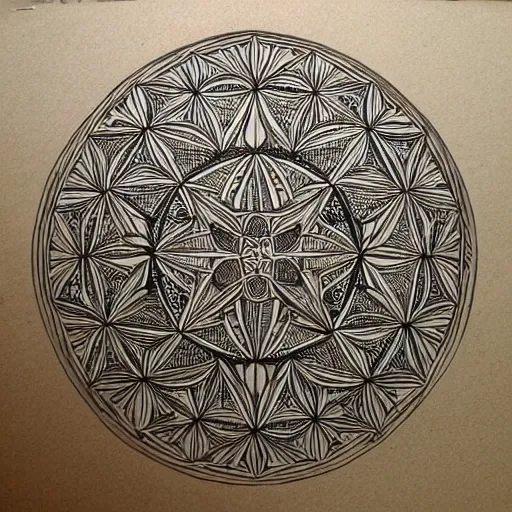 Image similar to intricate, lots of parts, high detail, sacred geometry, line art