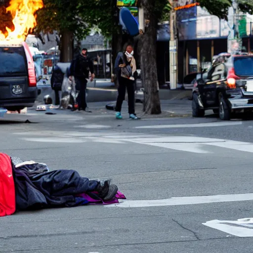Image similar to vancouver bc homeless person on fire