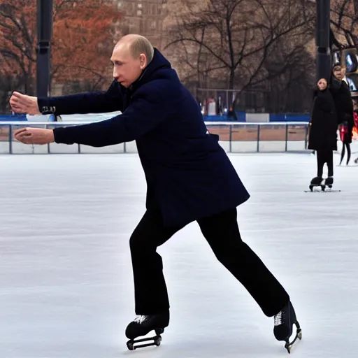 Image similar to putin skating through nyc