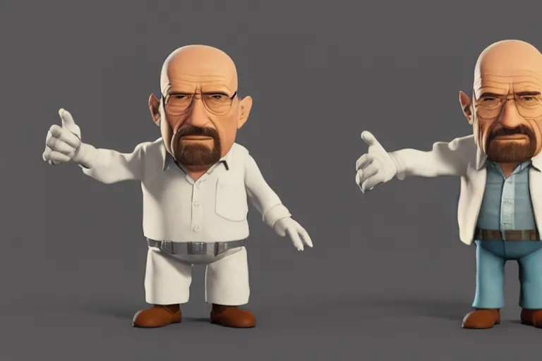 Image similar to 3 d render, pixar quality poster of walter white