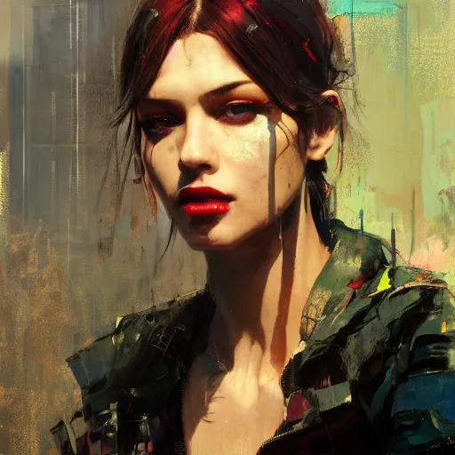 Prompt: portrait of a beautiful girl, cyberpunk, intimate, high quality, assurance purposes, city, beautiful face, rule of thirds, spotlight, expressive, passionate, by greg rutkowski, by jeremy mann, by francoise nielly,, 4 k, 8 k, correct body proportion