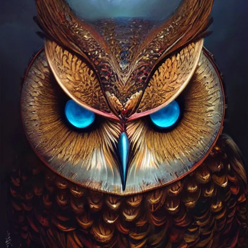 Image similar to a ultradetailed beautiful concept art of a an intricate wooden mask of an owl painted with beautiful colors, but the mask seems to hide some dark secret, concept art, high resolution 4 k, by tom bagshaw, greg rutkowski, charli bowater and artgeem