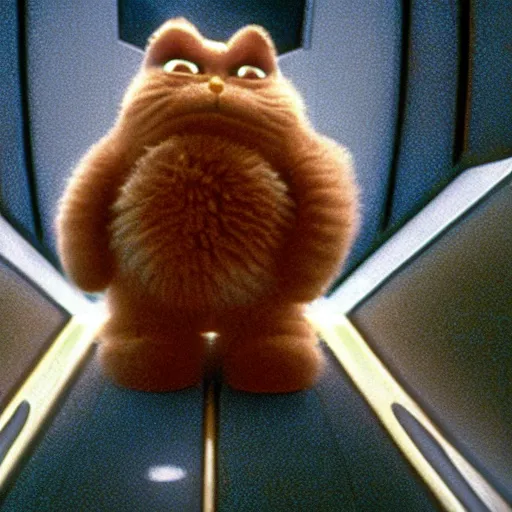 Prompt: A still of Garfield in 2001: A Space Odyssey