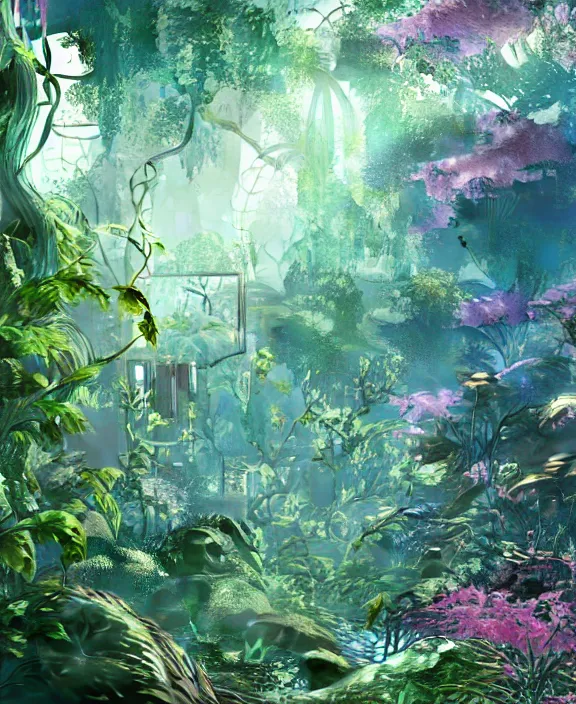 Prompt: intricate transparent clear see - through image of fire, lush botany, robotic environment, colorful psychedelic, ultra realistic, concept art, art nouveau, photorealistic, octane render, 8 k, unreal engine. art by nori inoguchi and sam kaplan and zachary goulko and christopher marley