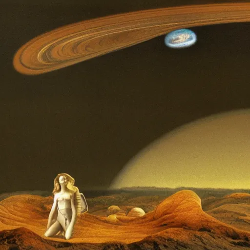 Prompt: beautiful creatures on living on venus, venus landscape