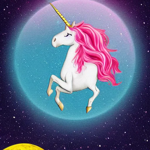 Prompt: a unicorn dancing under a crescent moon. Digital art, high detail, hyper realistic, digital illustration, trending on artstation