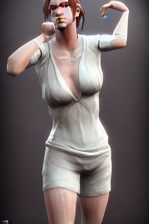 Image similar to fotorealistic 16K render cgsociety of April the female character from videogame The Longest Journey photorealism full body white ambient!