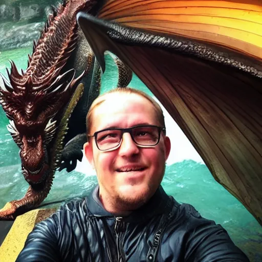 Prompt: dragon selfie