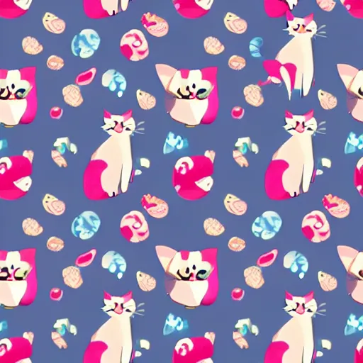 Image similar to a beautiful pattern with kitty characters