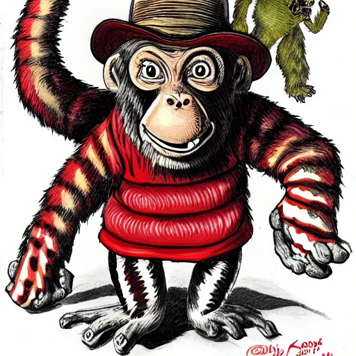 Image similar to freddy krueger as a monkey