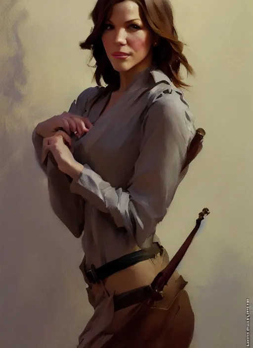 Image similar to portrait of katharine mcphee instagram model jodhpurs greg manchess painting by sargent and leyendecker, studio ghibli, fantasy, medium shot, asymmetrical, intricate, elegant, matte painting, illustration, hearthstone, by greg rutkowski, by greg tocchini, by james gilleard, by joe fenton