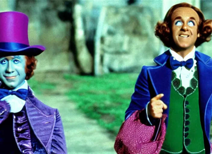 Prompt: film still of Ryan Reynolds as Willy Wonka in Willy Wonka and the Chocolate Factory 1971