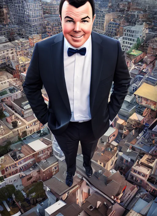 Image similar to high angle photo of seth macfarlane in the style of stefan kostic, realistic, sharp focus, 8 k high definition, insanely detailed, intricate, elegant, art by stanley lau and artgerm