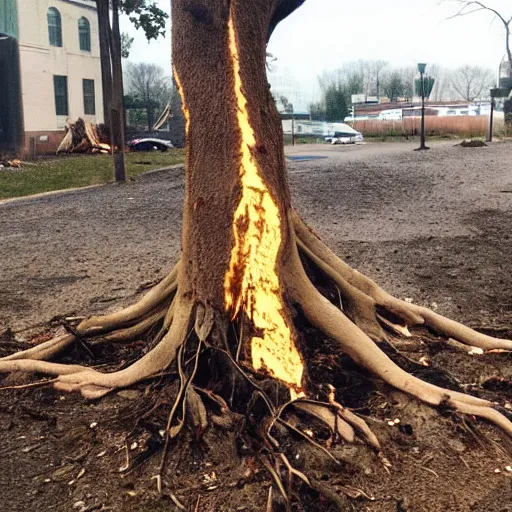 Image similar to i want to take a tree tear it off the roots set the buildings on fire have a fight