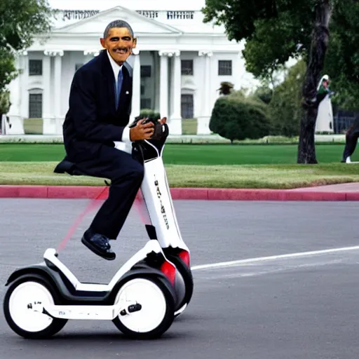 Prompt: Barack obama sitting on a segway