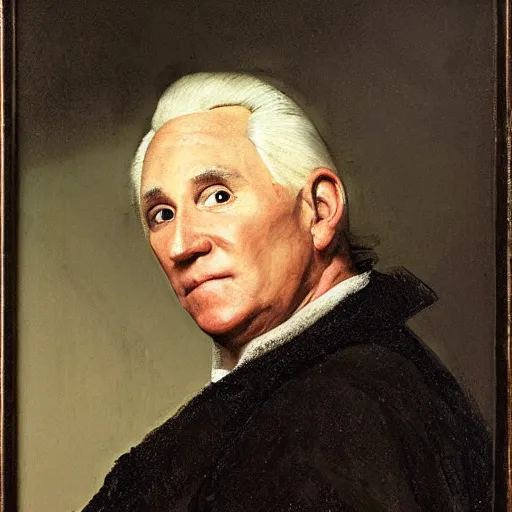 Prompt: portrait of roger stone by rembrandt,