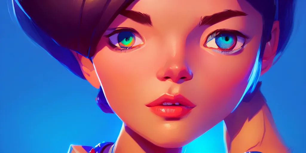 Image similar to low angle portrait of the Xuxa meneguel, tepainting concept Blizzard pixar maya engine on stylized background splash comics global illumination lighting artstation lois van baarle, ilya kuvshinov, rossdraws