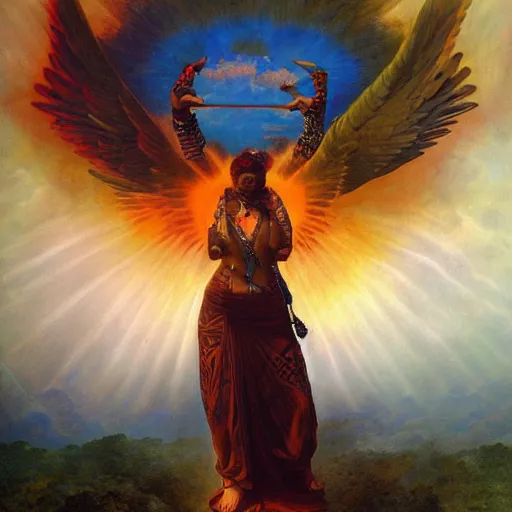 Prompt: the soul of war, epic shamanic dmt art, airbrush art, by alexandre cabanel