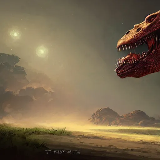 Prompt: t - rex by rj palmer greg rutkowski
