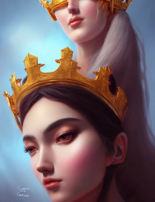 Image similar to blurred background. close-up portrait of a goddess in crown, by Artgerm and Afarin Sajedi and greg rutkowski. octane render. photorealism.